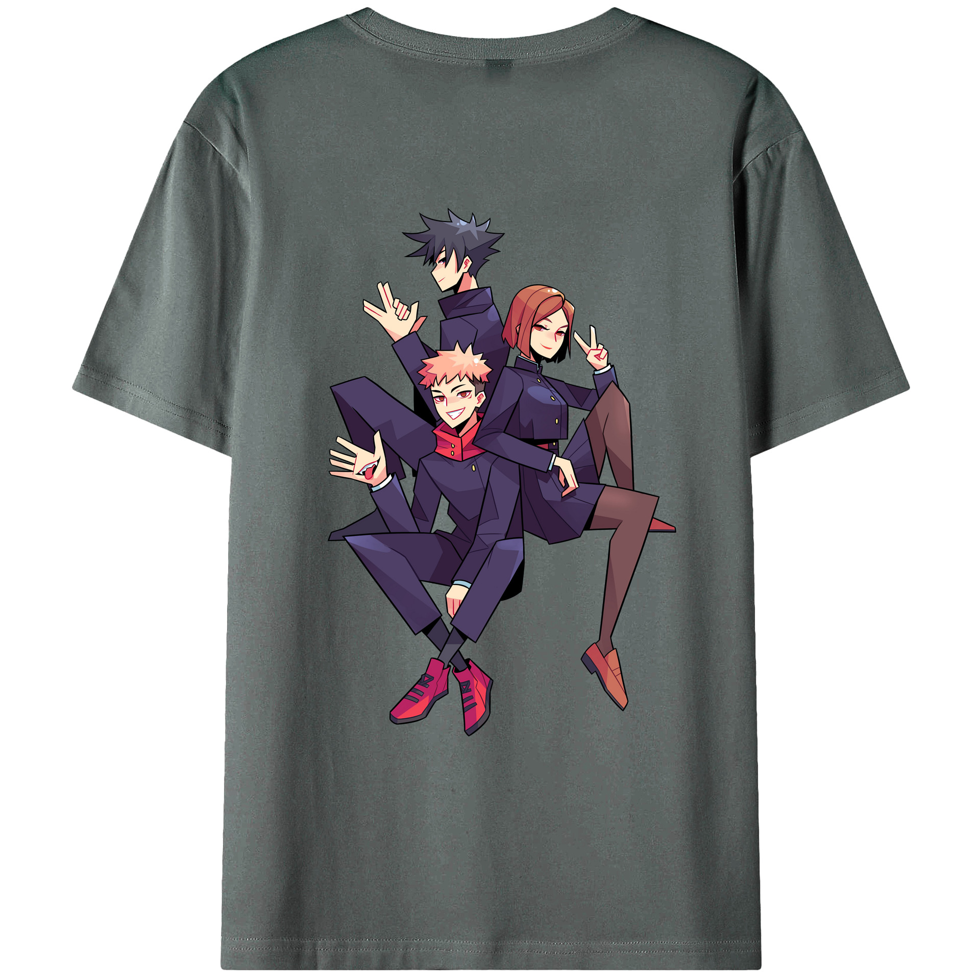 （画像用） 呪術廻戦 Jujutsu Kaisen 綿100％ メンズ半袖Tシャツ（バックプリント） 通気性